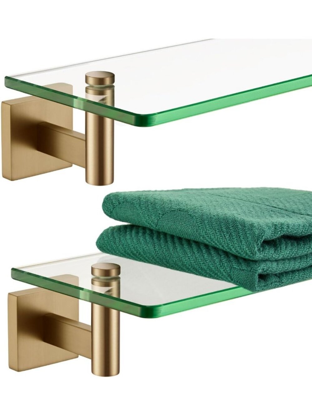 16-Inch Glass Floating Wall Shelves - Stylish Bathroom Storage & Room Decor - 2